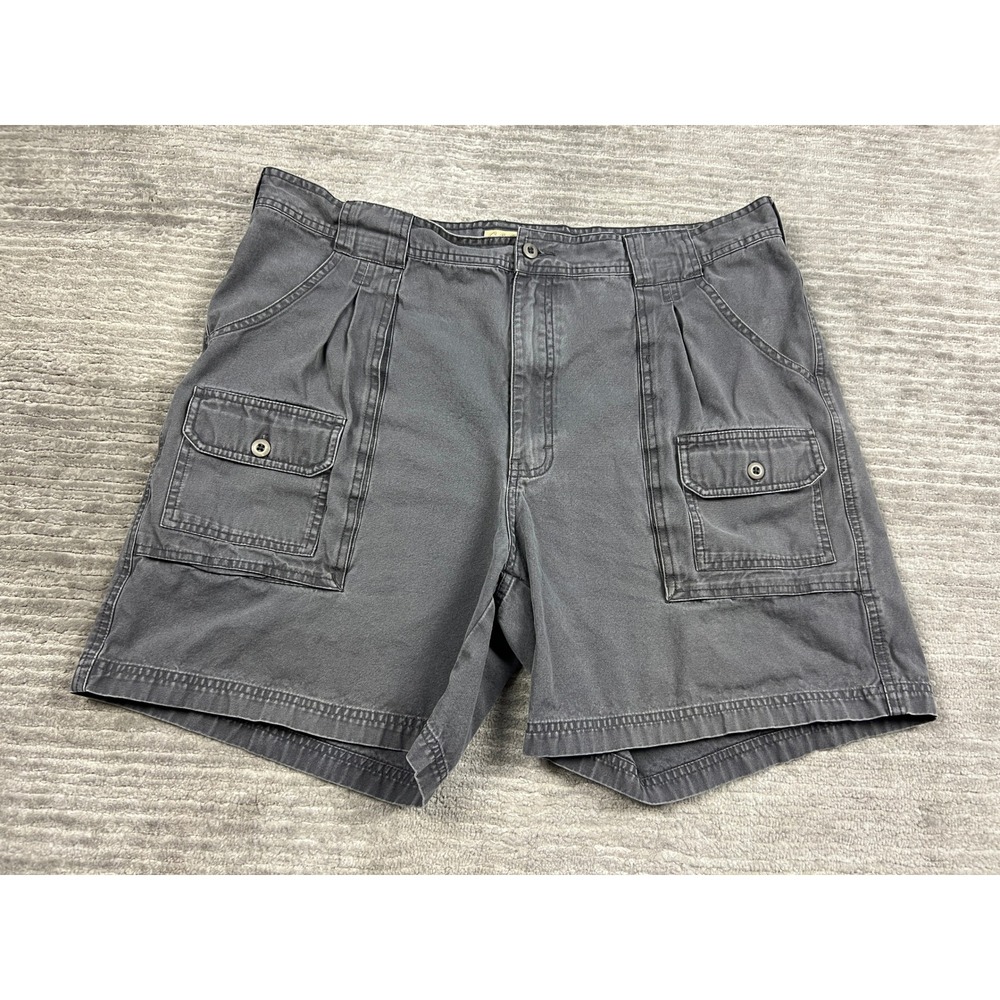 Cabela's Shorts Mens 40 Gray 7-Pocket Hiker Pleated Canvas Cargo Utility Rugged